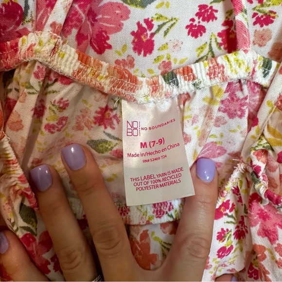 No Boundaries 2 Piece Skirt Set- White Pink Orange Floral Medium - Picture 10 of 13